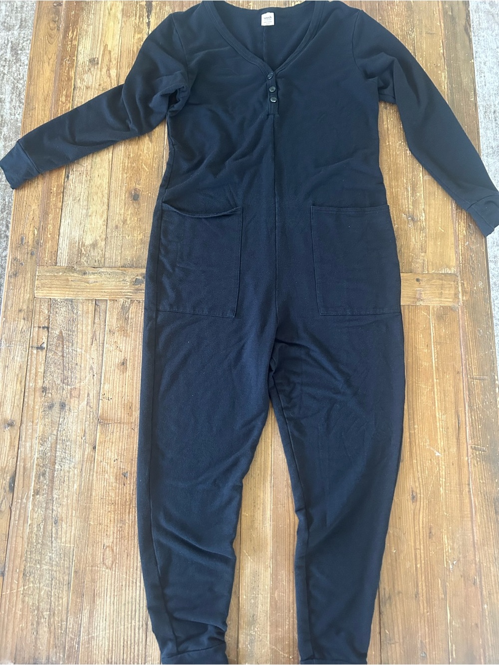 Smash + Tess Black Long-Sleeve Jumpsuit with Front Pockets